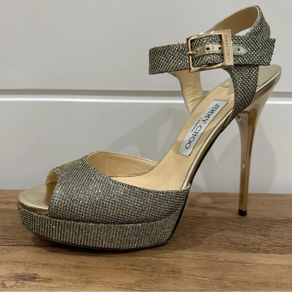 Jimmy Choo Metallic Kayden Bronze Platform Size 40 - Picture 1 of 8